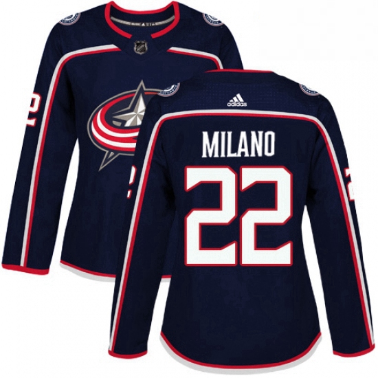 Womens Adidas Columbus Blue Jackets 22 Sonny Milano Authentic Navy Blue Home NHL Jersey