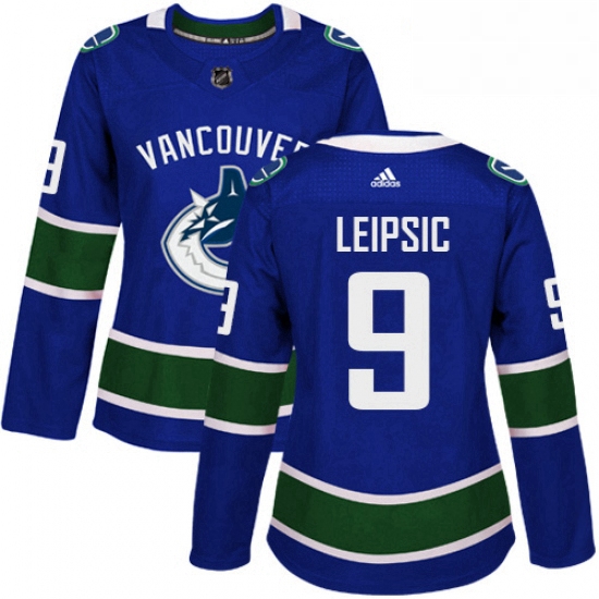 Womens Adidas Vancouver Canucks 9 Brendan Leipsic Premier Blue Home NHL Jersey