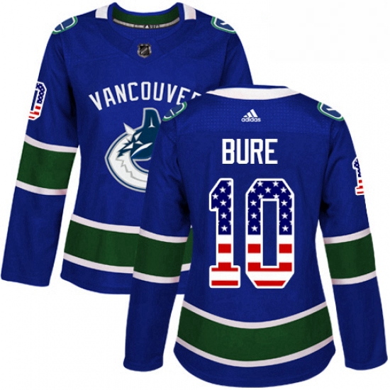 Womens Adidas Vancouver Canucks 10 Pavel Bure Authentic Blue USA Flag Fashion NHL Jersey