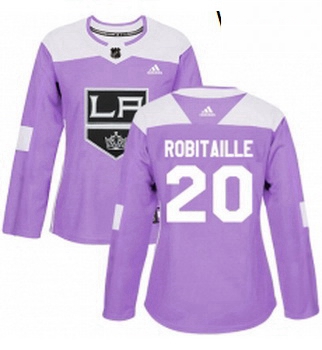 Womens Adidas Los Angeles Kings 20 Luc Robitaille Authentic Purple Fights Cancer Practice NHL Jersey