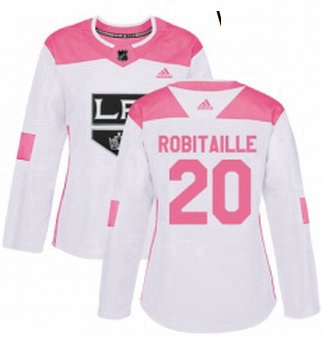 Womens Adidas Los Angeles Kings 20 Luc Robitaille Authentic WhitePink Fashion NHL Jersey