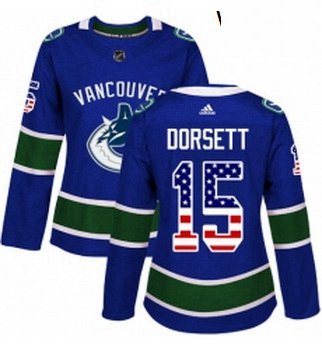 Womens Adidas Vancouver Canucks 15 Derek Dorsett Authentic Blue USA Flag Fashion NHL Jersey