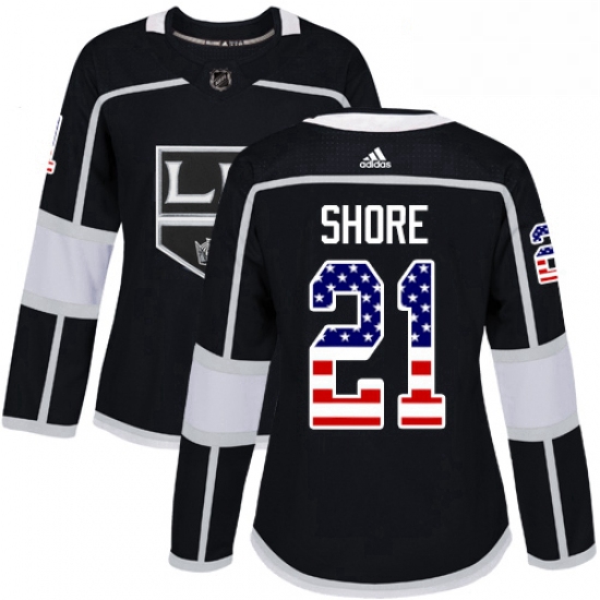 Womens Adidas Los Angeles Kings 21 Nick Shore Authentic Black USA Flag Fashion NHL Jersey