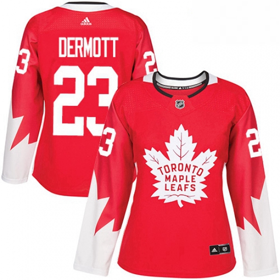 Womens Adidas Toronto Maple Leafs 23 Travis Dermott Authentic Red Alternate NHL Jersey