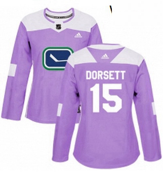 Womens Adidas Vancouver Canucks 15 Derek Dorsett Authentic Purple Fights Cancer Practice NHL Jersey