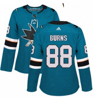 Womens Adidas San Jose Sharks 88 Brent Burns Authentic Teal Green Home NHL Jersey