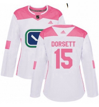 Womens Adidas Vancouver Canucks 15 Derek Dorsett Authentic WhitePink Fashion NHL Jersey