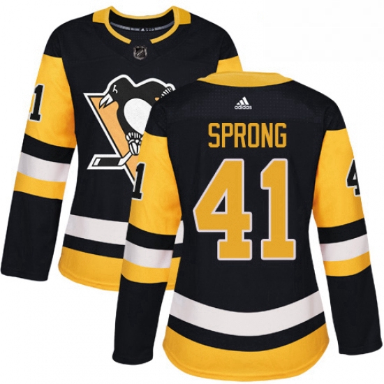 Womens Adidas Pittsburgh Penguins 41 Daniel Sprong Authentic Black Home NHL Jersey