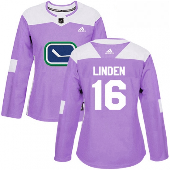 Womens Adidas Vancouver Canucks 16 Trevor Linden Authentic Purple Fights Cancer Practice NHL Jersey