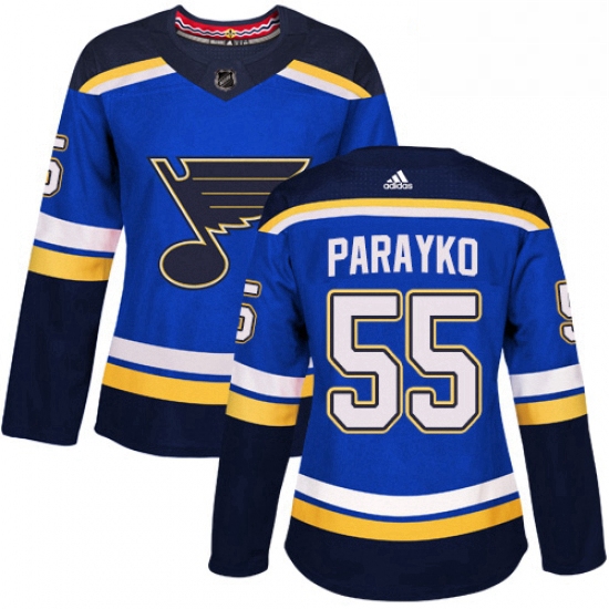 Womens Adidas St Louis Blues 55 Colton Parayko Premier Royal Blue Home NHL Jersey