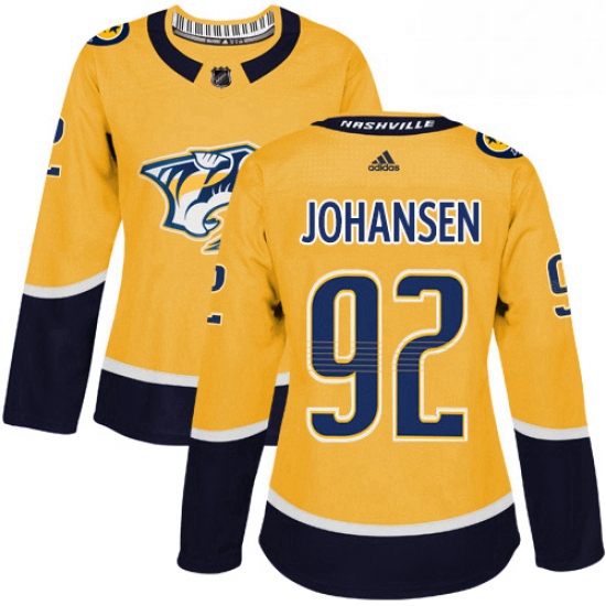 Womens Adidas Nashville Predators 92 Ryan Johansen Authentic Gold Home NHL Jersey