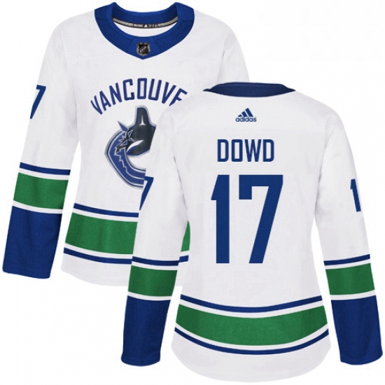 Womens Adidas Vancouver Canucks 17 Nic Dowd Authentic White Away NHL Jersey