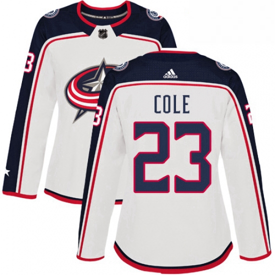 Womens Adidas Columbus Blue Jackets 23 Ian Cole Authentic White Away NHL Jersey