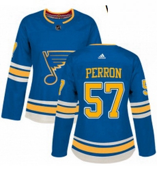 Womens Adidas St Louis Blues 57 David Perron Authentic Navy Blue Alternate NHL Jersey