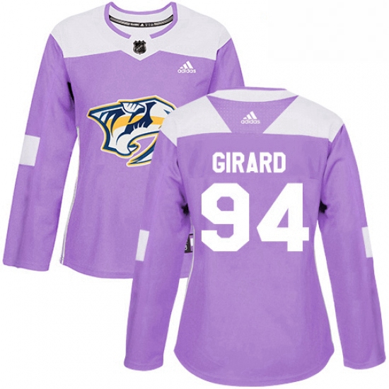 Womens Adidas Nashville Predators 94 Samuel Girard Authentic Purple Fights Cancer Practice NHL Jerse