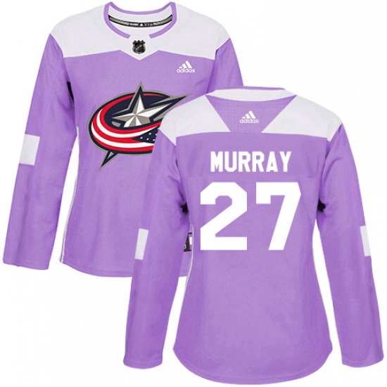 Womens Adidas Columbus Blue Jackets 27 Ryan Murray Authentic Purple Fights Cancer Practice NHL Jerse