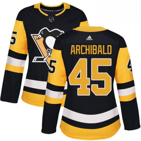 Womens Adidas Pittsburgh Penguins 45 Josh Archibald Authentic Black Home NHL Jersey