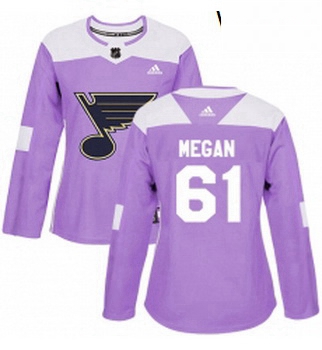 Womens Adidas St Louis Blues 61 Wade Megan Authentic Purple Fights Cancer Practice NHL Jersey