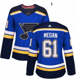 Womens Adidas St Louis Blues 61 Wade Megan Authentic Royal Blue Home NHL Jersey