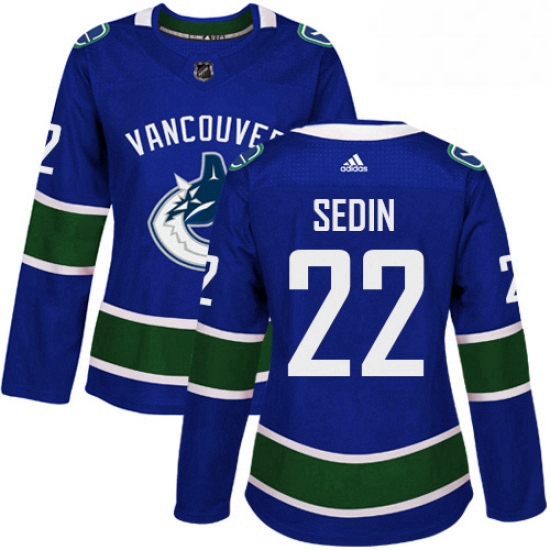 Womens Adidas Vancouver Canucks 22 Daniel Sedin Premier Blue Home NHL Jersey