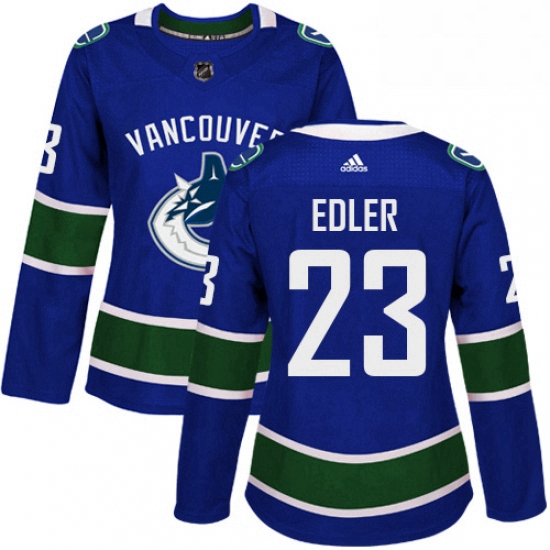 Womens Adidas Vancouver Canucks 23 Alexander Edler Authentic Blue Home NHL Jersey