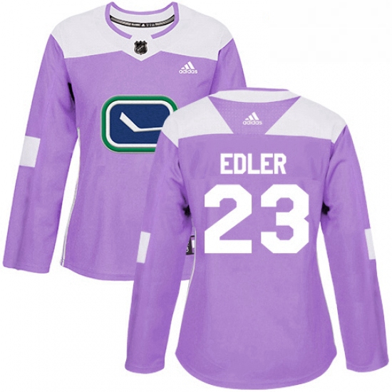 Womens Adidas Vancouver Canucks 23 Alexander Edler Authentic Purple Fights Cancer Practice NHL Jerse