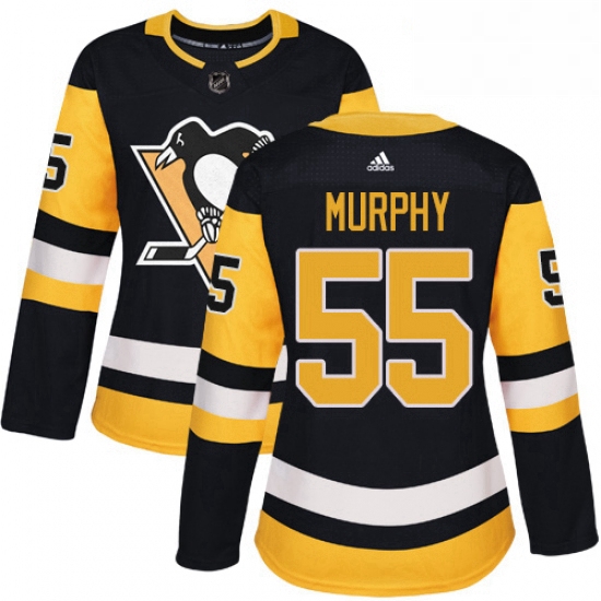 Womens Adidas Pittsburgh Penguins 55 Larry Murphy Authentic Black Home NHL Jersey