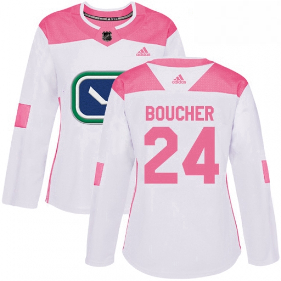 Womens Adidas Vancouver Canucks 24 Reid Boucher Authentic WhitePink Fashion NHL Jersey