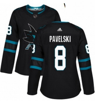 Womens Adidas San Jose Sharks 8 Joe Pavelski Premier Black Alternate NHL Jersey