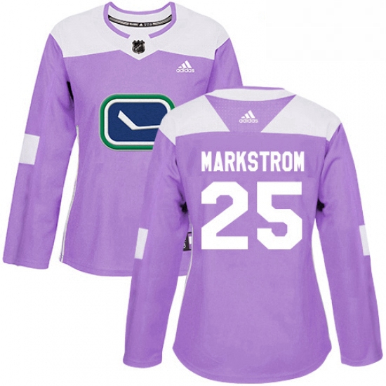 Womens Adidas Vancouver Canucks 25 Jacob Markstrom Authentic Purple Fights Cancer Practice NHL Jerse