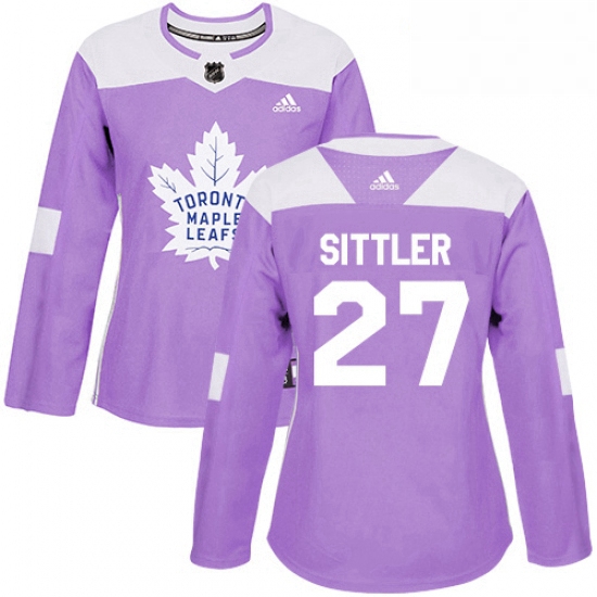 Womens Adidas Toronto Maple Leafs 27 Darryl Sittler Authentic Purple Fights Cancer Practice NHL Jers