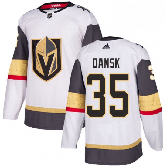 Womens Adidas Vegas Golden Knights 35 Oscar Dansk Authentic White Away NHL Jersey