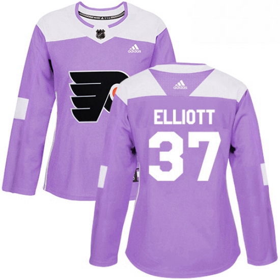 Womens Adidas Philadelphia Flyers 37 Brian Elliott Authentic Purple Fights Cancer Practice NHL Jerse