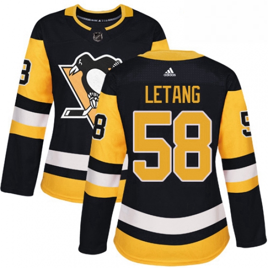 Womens Adidas Pittsburgh Penguins 58 Kris Letang Authentic Black Home NHL Jersey