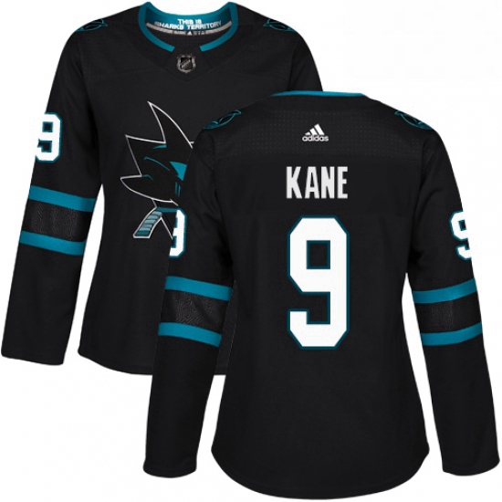 Womens Adidas San Jose Sharks 9 Evander Kane Premier Black Alternate NHL Jersey