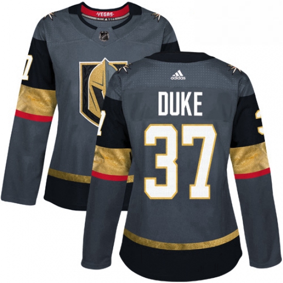 Womens Adidas Vegas Golden Knights 37 Reid Duke Authentic Gray Home NHL Jersey