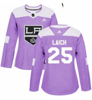 Womens Adidas Los Angeles Kings 25 Brooks Laich Authentic Purple Fights Cancer Practice NHL Jersey