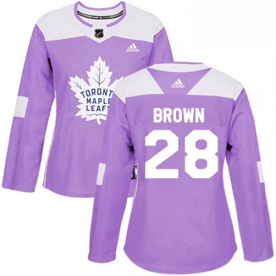 Womens Adidas Toronto Maple Leafs 28 Connor Brown Authentic Purple Fights Cancer Practice NHL Jersey