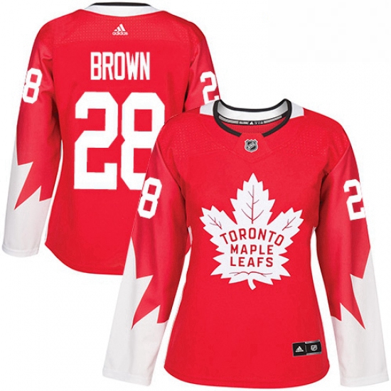 Womens Adidas Toronto Maple Leafs 28 Connor Brown Authentic Red Alternate NHL Jersey