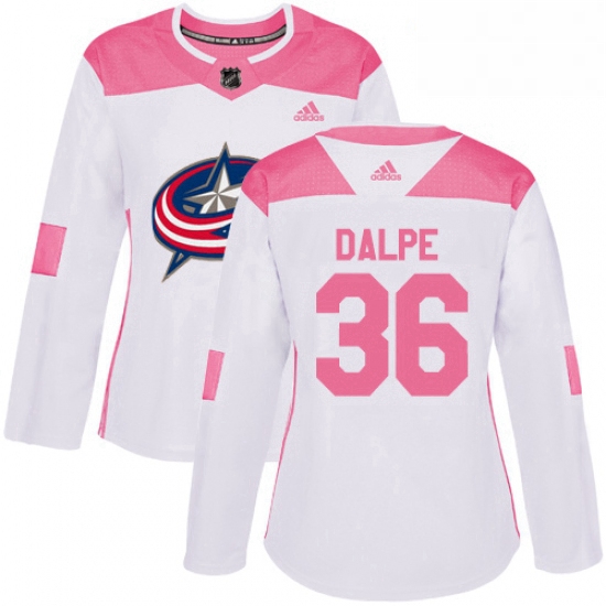 Womens Adidas Columbus Blue Jackets 36 Zac Dalpe Authentic WhitePink Fashion NHL Jersey