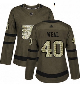 Womens Adidas Philadelphia Flyers 40 Jordan Weal Authentic Green Salute to Service NHL Jersey