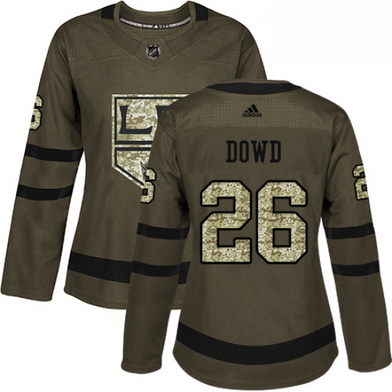 Womens Adidas Los Angeles Kings 26 Nic Dowd Authentic Green Salute to Service NHL Jersey