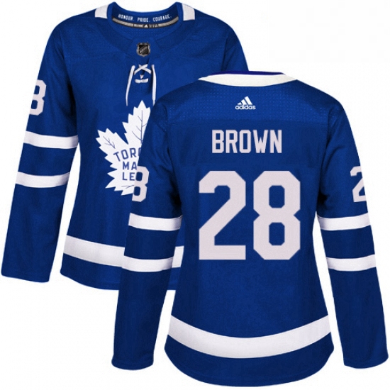 Womens Adidas Toronto Maple Leafs 28 Connor Brown Authentic Royal Blue Home NHL Jersey