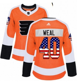 Womens Adidas Philadelphia Flyers 40 Jordan Weal Authentic Orange USA Flag Fashion NHL Jersey