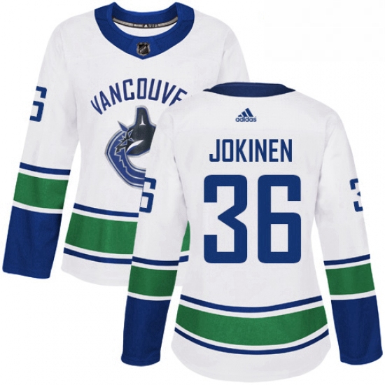 Womens Adidas Vancouver Canucks 36 Jussi Jokinen Authentic White Away NHL Jerse