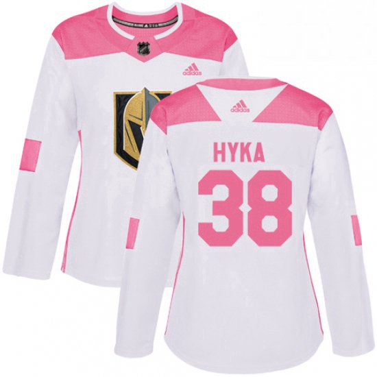 Womens Adidas Vegas Golden Knights 38 Tomas Hyka Authentic WhitePink Fashion NHL Jersey