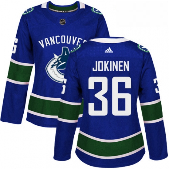 Womens Adidas Vancouver Canucks 36 Jussi Jokinen Premier Blue Home NHL Jersey