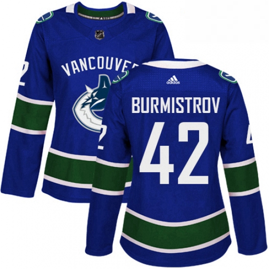 Womens Adidas Vancouver Canucks 42 Alex Burmistrov Authentic Blue Home NHL Jersey