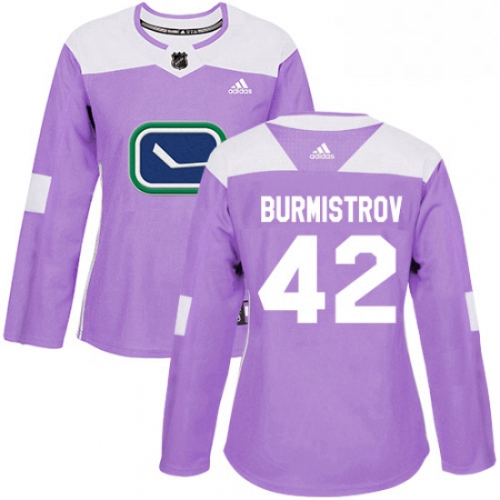 Womens Adidas Vancouver Canucks 42 Alex Burmistrov Authentic Purple Fights Cancer Practice NHL Jerse