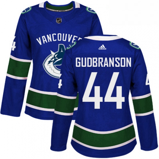 Womens Adidas Vancouver Canucks 44 Erik Gudbranson Authentic Blue Home NHL Jersey